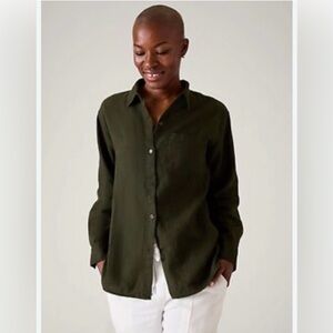 Athleta Olive Linen Retreat Top - XS